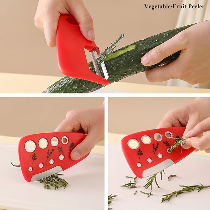Kitchen Gadgets Set 6 Pieces, Space Saving Cooking Tools Kitchen Accessories-Garlic/Ginger Grinder, Cheese Grater, Vegetable/Fruit Peeler, Pizza Cutter, Herb Stripper, Bottle Opener, Gadgets Gift Set