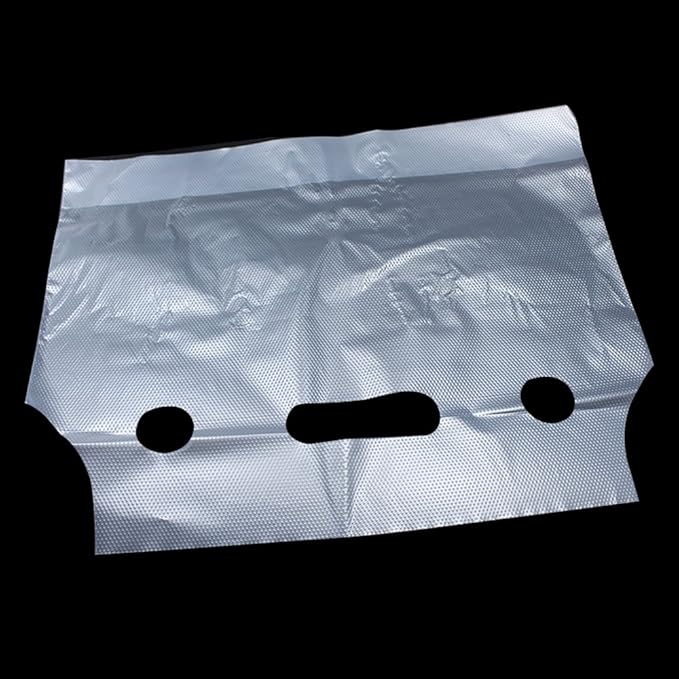 FERENLI 500PCS Clear Handle Drink Drinking Plastic Packaging Bags for Shops Stores Dining Hall Portable Beverage Milk Juice Water Carrier Containers Hanging Hole Liquid Pouches 12.2x10.2 inch