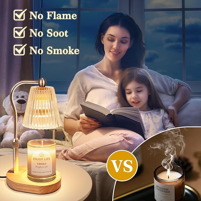 seenlast Gifts for Women, Candle Warmer Lamp with Adjustable Height Timer Dimmer,Vintage Home Decor for Scented Jar