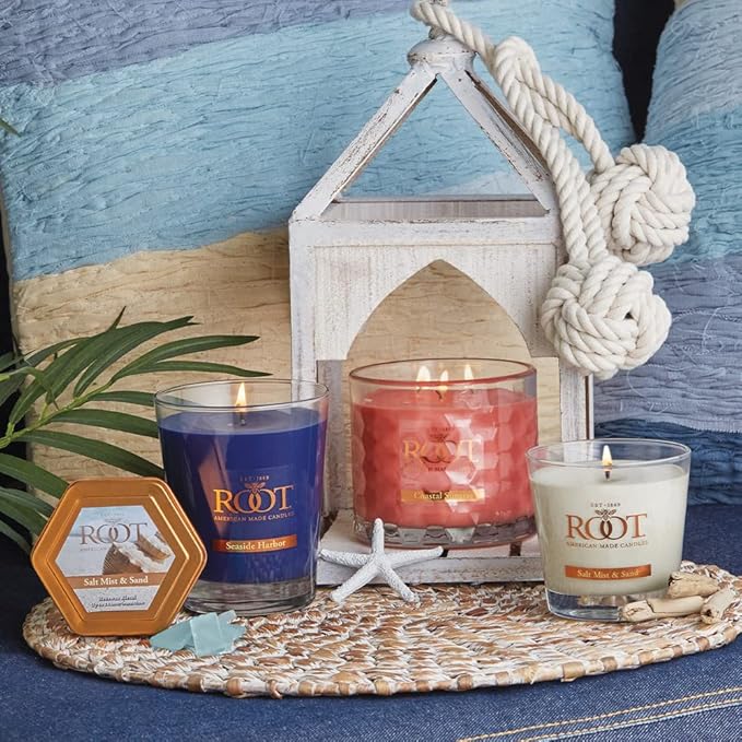 Root Candles Scented Candles Honeycomb Beeswax Blend Premium Handcrafted Candle, Small Veriglass, Salt Mist & Sand