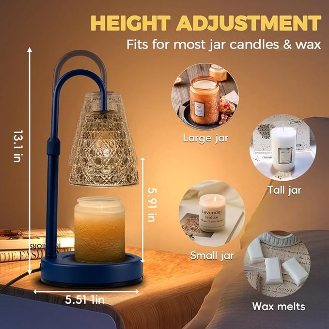 Candle Warmer Lamp with Timer Dimmable, Birthday Gifts for Women Mom, House Warming Gifts New Home Decor, Wax Melt Warmer for Jar Candles with 2 Bulbs