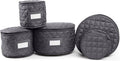 Covermates Keepsakes Dish Storage Set – Padded China & Dinnerware Storage Cases with Dividers, Cup & Stemware Storage, Quilted Polyester Protection, ID Window, Slate