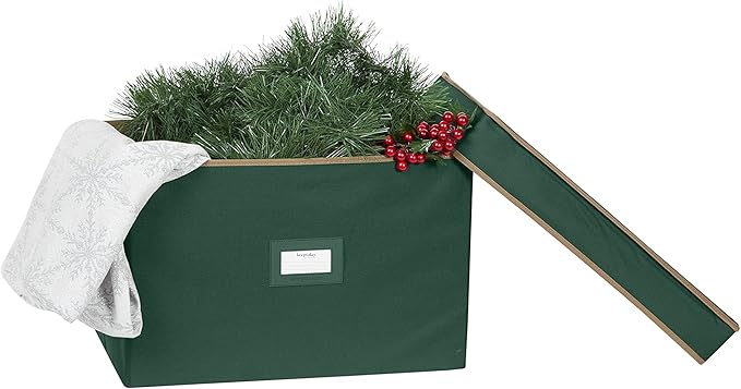 Covermates Keepsakes Treasurekeeper Storage Box – Heavy-Duty Polyester with Sturdy Interior Walls – Stackable Holiday Storage with Handles & ID Window, Green