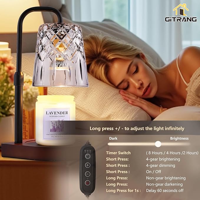 Candle Warming Lamp with Timer Dimmer,House Warming Gifts New Home Decor, Birthday Gifts for Women Mom,Height Adjustable Wax Melts Warmer for Jar Candles with 3 Bulbs，Personalized Gifts Decor Lamp