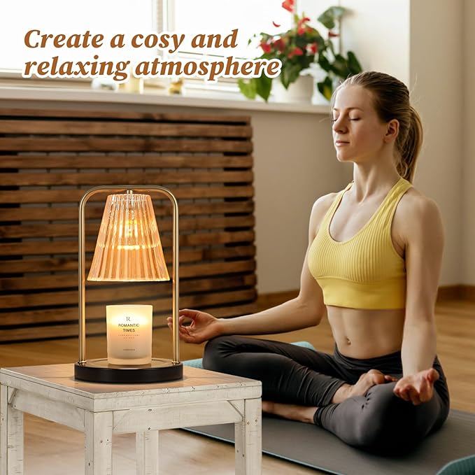 Candle Warmer Lamp for Jar Candles, Mothers Day Gifts for Mom, Vintage Electric Candle Melter House Warming Gifts Home Bedroom Decor, Dimmable Melt Warmer for Scented Wax with 2 Bulbs