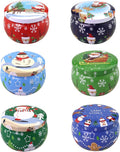 6 Pcs 2.2-oz.Tinplate Empty Scented Candle Tin Jars, Reusable Storage case for Dry Storage Spices, Camping, Christmas Holiday Gifts, and Sweets Gifts