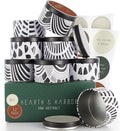 Hearth & Harbor Tin Candle Jars for Making Candles - DIY Candle Containers with Lids - Metal Candle Jars - Bulk Tins Storage for Candle - (12 Pieces) - (8 Ounces) - Black and White Abstract