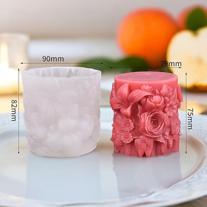 Rose Pillar Succulent Flower Silicone Wave Spiral Candle Mold - Silicone Resin Casting Molds for Candle & Resin & Soap Craft Supplies