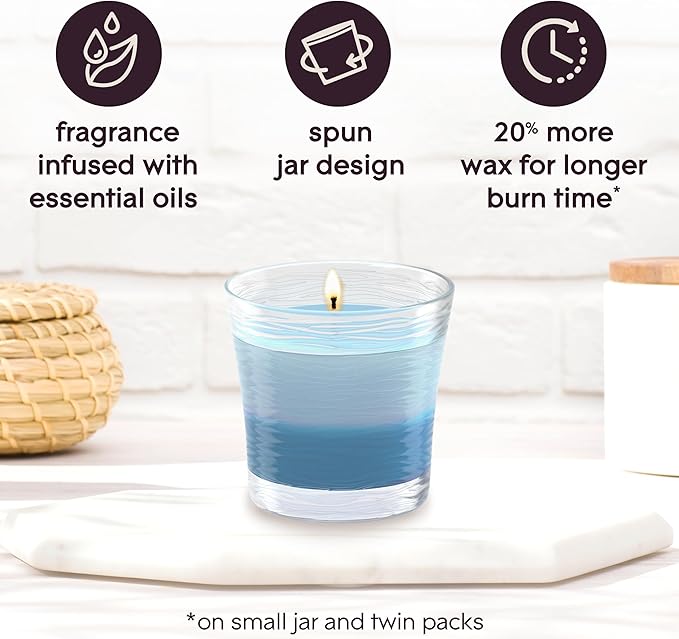 Glade 1-Wick 2in1 Scented Candle Jar, Moonlit Walk & Wandering Stream, Air Freshener Infused with Essential Oils, 4.08 Oz, 2 Count