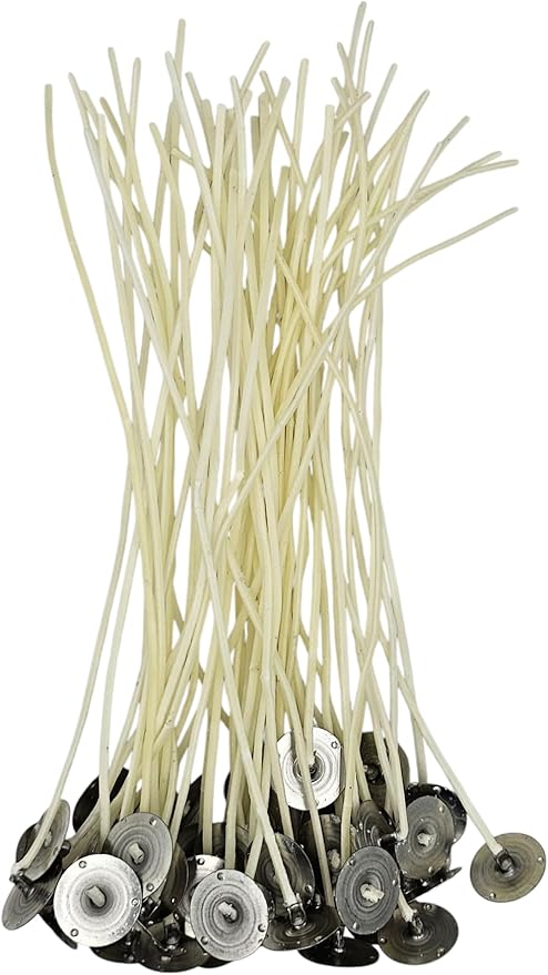 50 Pack – Jess Mae LX Candle Wicks, 8 Inch, Professional Grade – Primed Custom Assemblies with Beeswax Primer and Sustainer Tabs – DIY Candle Making Supplies (LX -12)
