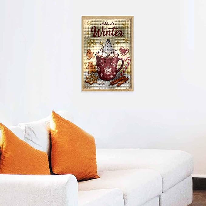 Diamond Painting Kits for Adults - Hello Winter Ice Cream & Gingerbread Snowflakes & Candles Painting DIY 5D Full Drill Diamond Dots Paintings with Diamonds Gem Art And Crafts Home Decor 8"x12"