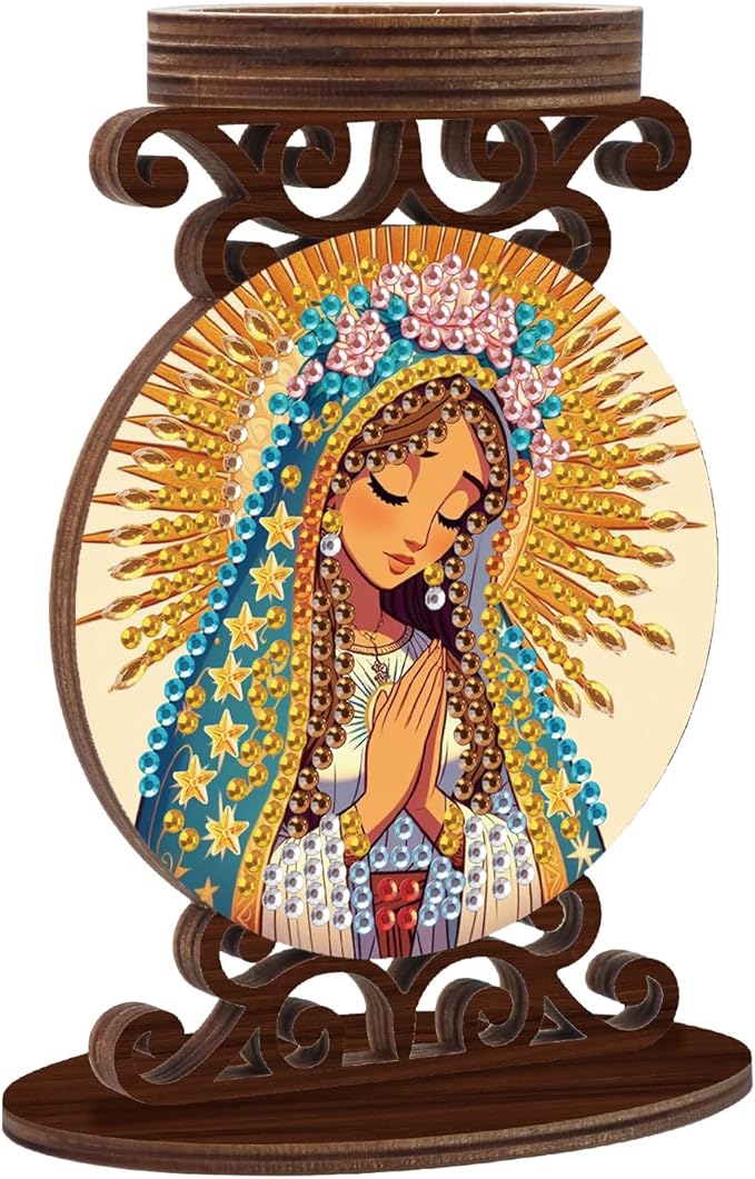 Diamond Art Painting Candlestick Holder Kits, Goddess DIY Shaped Crystal Diamond Art Painting, Woodiness Candle Holder for AromaRelax & Home Decor, Christmas Halloween Ornaments (Double-Sided)
