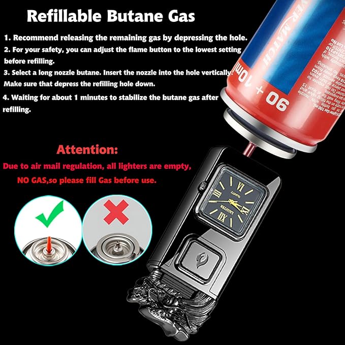 Torch Lighter, Smart Voice-Control Magic Dual Flame Dragon Lighter, Windproof with Visible Fuel Tank, Adjustable Flame Refillable Butane Lighters for Men Friends Gifts (Without Butane)-Rainbow-g