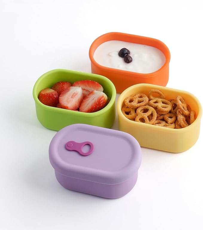 Premium Korean-Made Silicone Airtight Food Container with Steam Vent – BPA Free, Leakproof, Microwave & Freezer Safe Meal Prep. & Leftovers Storage (4p Multi-Color Set, 7 floz (200ml))