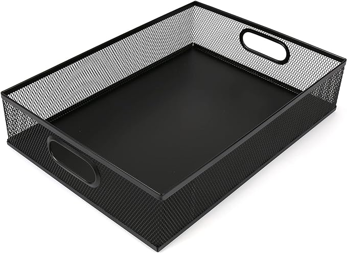 Desk Drawer Organizer, A4 Large Metal Mesh Desk Rrganizer Tray, Versatile Storage Box Set for Office Home Supplies,13 x 9 inches