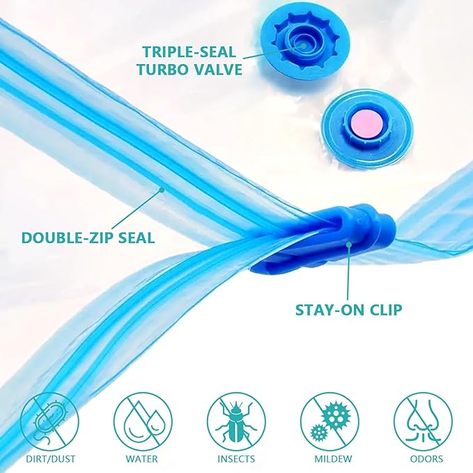 Vacuum Storage Bags with Electric Pump, Travel Vacuum Bags,Space Saver Vacuum Storage Bags，Vacuum Seal Bags for Clothes, Bedding,Blankets,Duvets, Pillows (6 Pack)