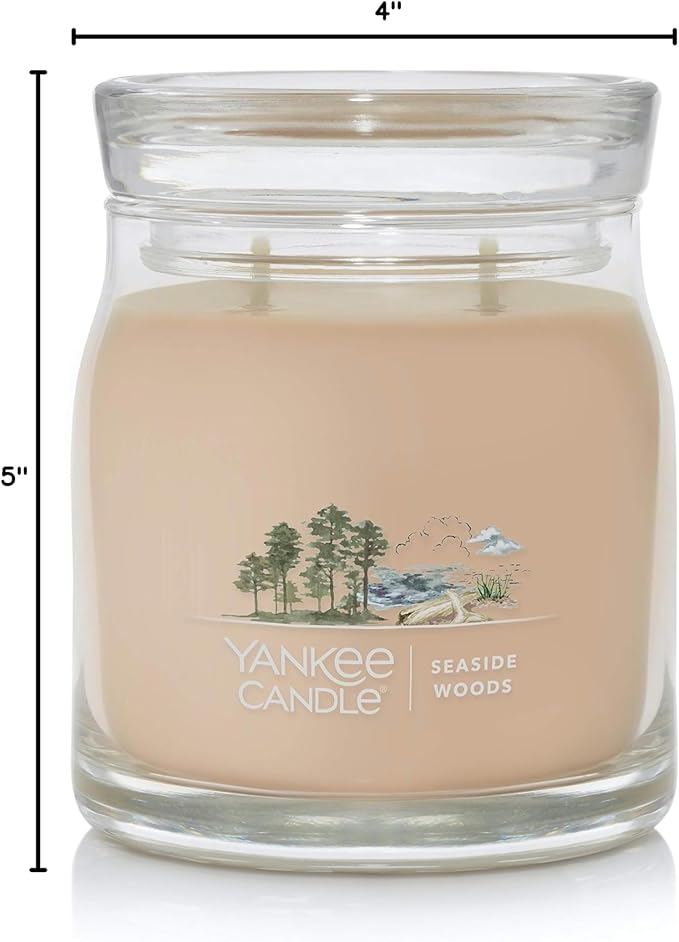 Yankee Candle Seaside Woods Scented Signature 13oz Medium Jar 2-Wick Candle Over 35 Hours of Burn Time