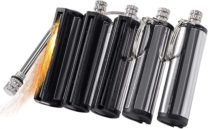 5-Pack Permanent Match Lighter - Waterproof Keychain Survival Tool Compatible with Camping and Candles, Emergency Use (No Fuel)