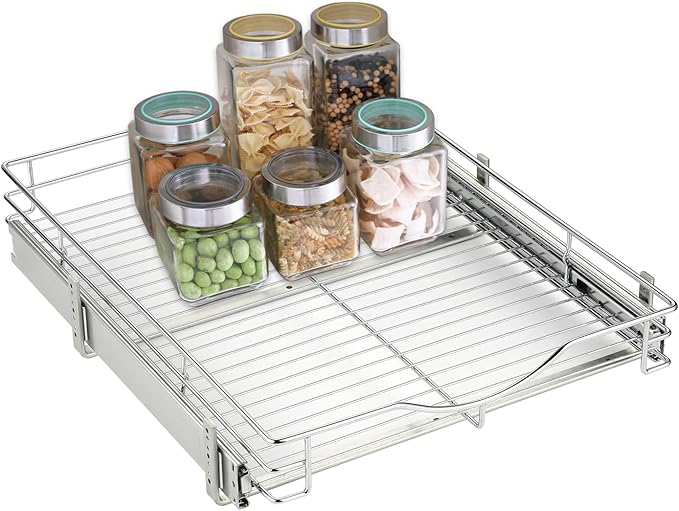 DINDON Pull Out Cabinet Organizer (11" W x 18" D), Pull Out Drawers for Kitchen Cabinets, Slide Out Cabinets Shelves,1 Tier Pull Out Cabinet Drawer Organization for Kitchen