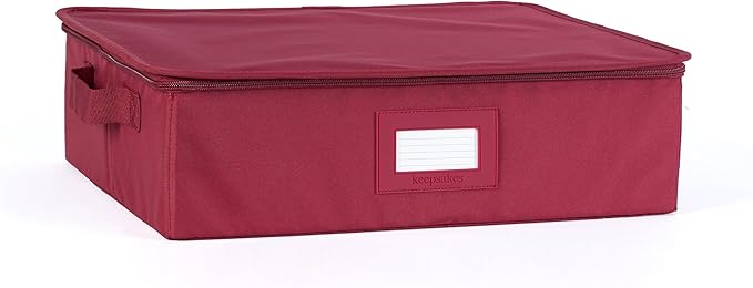 Covermates Keepsakes Zip-Top Storage Box Set, 3 Pack Heavy Duty Polyester Organizer Bins, Stackable Design, ID Window, Reinforced Handles, Closet Home Storage, Scarlett Red
