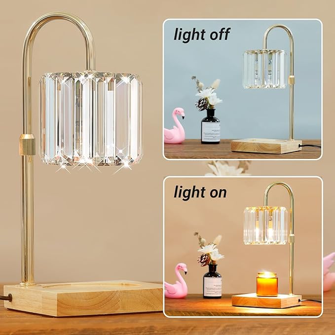 Yuichoy Candle Warmer Lamp with Timer, Dimmable Electric Candle Wamer Adjustable Height, Glass Modern Candles Melter Lamp, Gifts for Women Mom, Clear