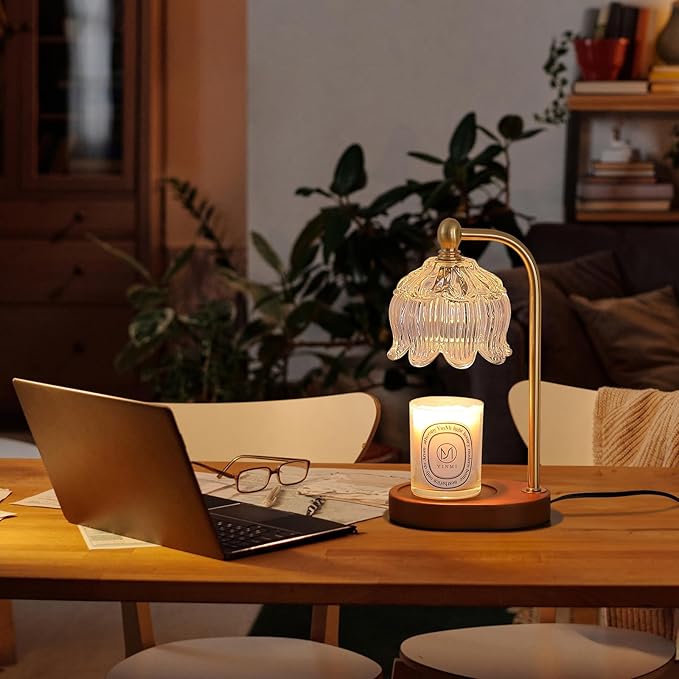 MEIXISUE Candle Warmer Lamp with Timer Dimmable,Antique Brass Candle Lamp,Wax Melt Warmer Light for Jar Candles,Mother's Day/Birthday/Christmas Gifts for Mom/Wife,Home Decor Lamp,with 2 Bulbs