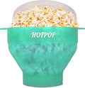 The Original Hotpop Microwave Popcorn Popper, Silicone Popcorn Maker, Collapsible Bowl BPA-Free and Dishwasher Safe- 20 Colors Available (Transparent Aqua)