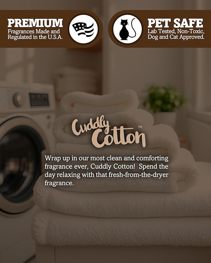 Cuddly Cotton Scented Natural Soy Candle, Essential Fragrance Oils, 100% Soy, Phthalate & Paraben Free, Clean Burning, 9 Oz.
