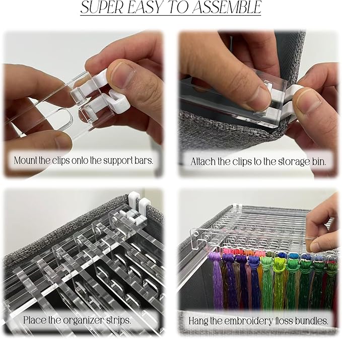 Hanging Embroidery Floss Organizer Box - 10 Acrylic Thread Storage Bars (150 Holes) | Ideal for Keeping Embroidery Thread Neat and Making It Easily Accessible for All Embroidery Enthusiasts.