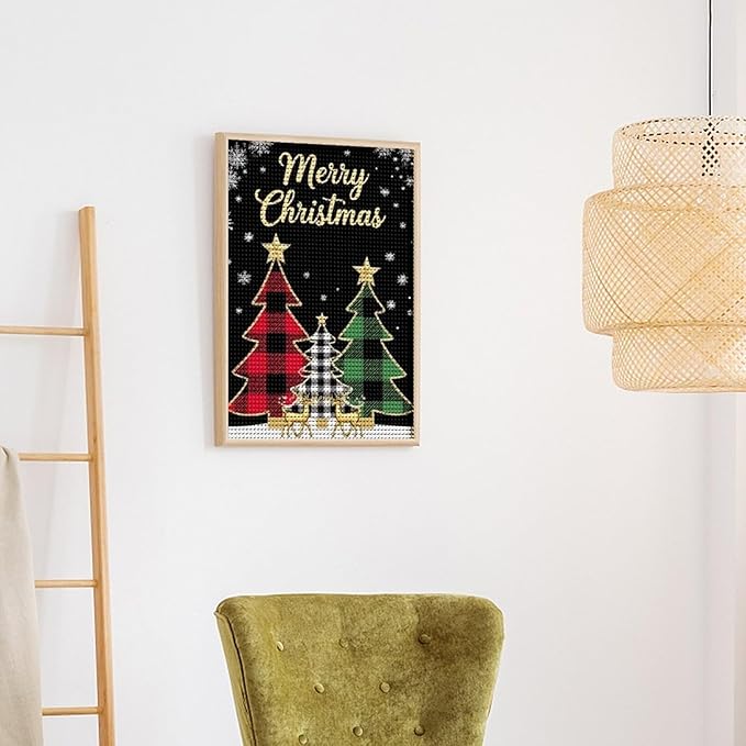 AIVKIEJK Diamond Painting Kits for Adults - Merry Christmas Tree Holiday Painting DIY 5D Full Drill Diamond Dots Paintings with Diamonds Gem Art and Crafts Home Decor 12"x16"