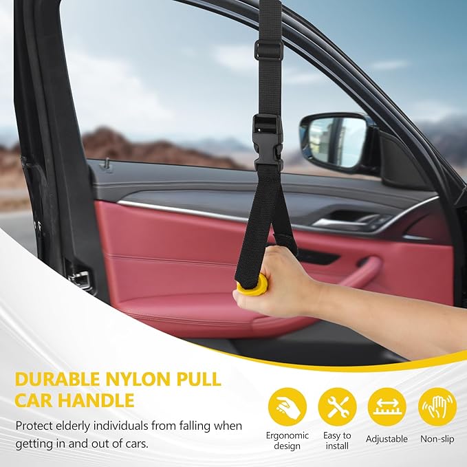 Kaiedos Car Door Handle for Elderly, 3-in-1 Car Handle Assist for Seniors, Portable Auto Cane Vehicle Support Handle, 500 lbs Capacity, Non-Slip Door Assist Bar