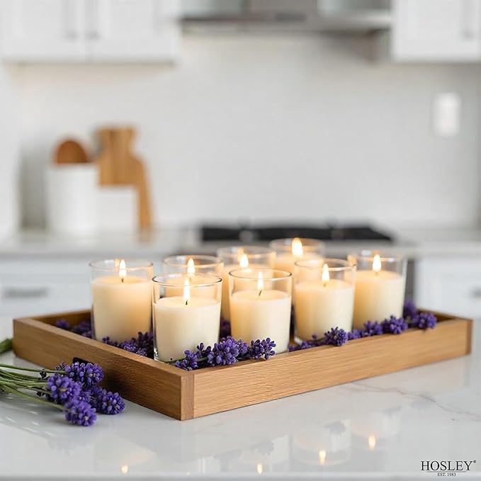 Hosley's 96 Pack of Ivory Unscented Clear Glass Filled Votive Candles