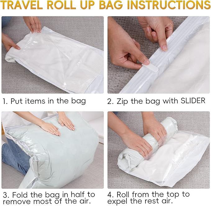 Vacuum Storage Bags with Electric Air Pump, 25 Pack (5 Jumbo, 5 Large, 5 Medium,10 Roll Up Bags) Space Saver Bag, Vacuum Sealer Bags for Clothes, Blanket, Duvets, Pillows, Comforters, Travel