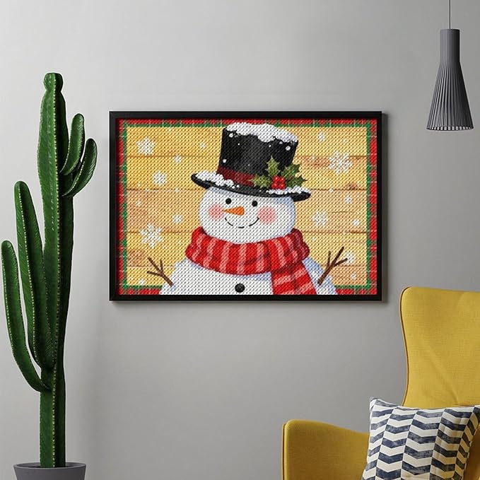 AIVKIEJK Diamond Painting Kits for Adults - Festive Snowman Red Scarf Painting DIY 5D Full Drill Diamond Dots Paintings with Diamonds Gem Art and Crafts Home Decor 8"x12"
