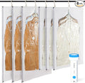 Hanging Vacuum Storage Bags with Electric Pump – 6 Pack (3 Long, 3 Short) Hanging Vacuum Seal Bags for Clothing, Closet Organizer Space Saver for Suits, Jackets & Coats