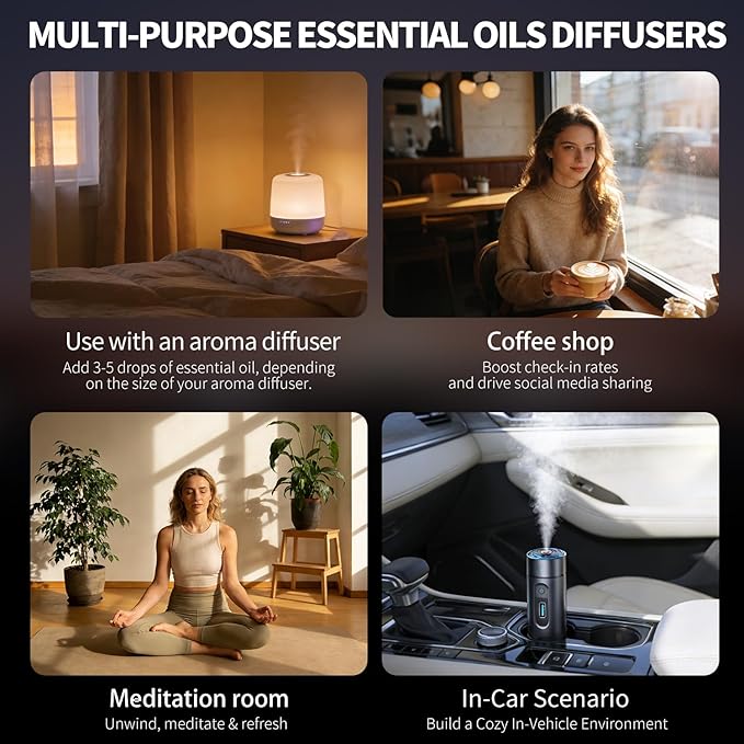 12 Pack Essential Oils Gift Set, Premium Fragrance Essential Oils for Diffuser, Air Purifier, Humidifiers, Essential Oil Scent Aromatherapy Oils for Relaxation, Travel, Sleep & Mood, 10ml / 0.34fl.oz