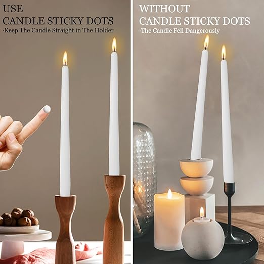NJAO HOO Candle Sticky Dots Candle Adhesive Taper Candle Accessories Candle Wax Dots Round Double Sided Adhesive Small Candle Accessories(24 Dots)