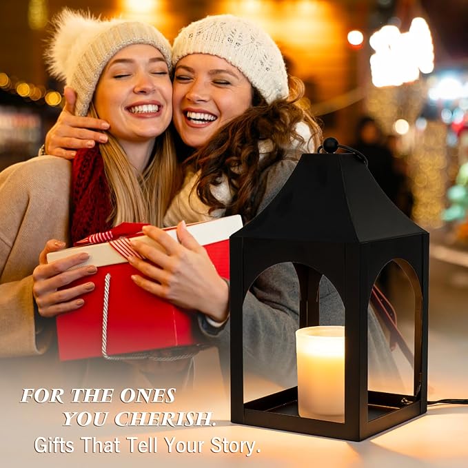 Candle Warmer Lamp with Timer, Dimmable Vintage Lantern for Large Jar Candles, Top-Down Electric Candle Lamp Warmer with 2 Bulbs, Safe for Children & Pets, Hanging Black Home Decor Gift