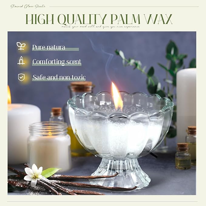 MTLEE Pearled Candle 1.1 lb Vanilla Scented Sand Candle Wax Kit with Gift Box 25 Wicks Refillable Jar White Beaded Wax Mother's Day Gift Set for Friends Mother Lover Women Family