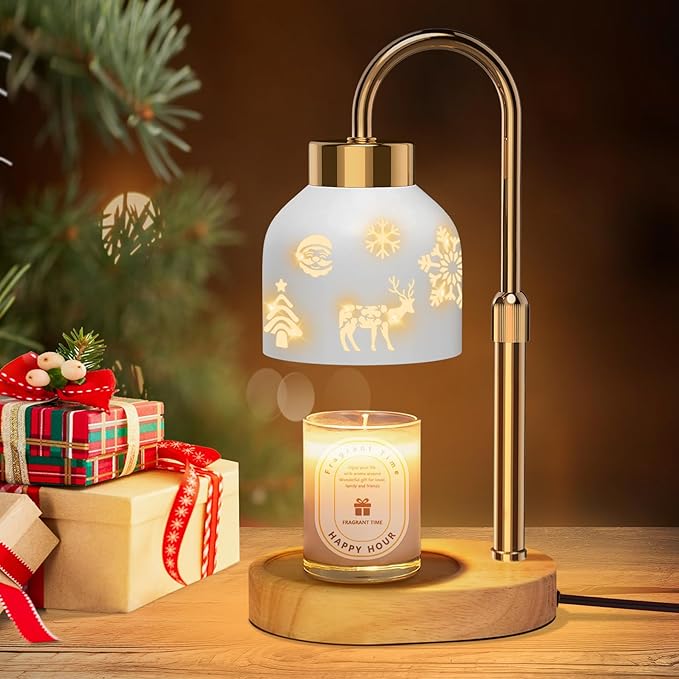 Lukasa, Christmas Candle Warmer Lamp, with Timer and Dimmer, Adjustable Height Candle Lamp, Wax Melt Warmer for Scented Jar Candles, for Women Mom Girls Teens Adults