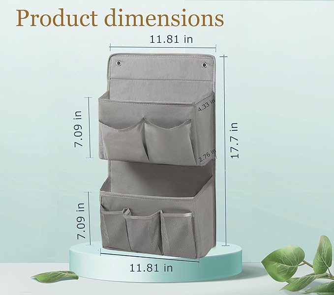 Wall Hanging Organizer – Over the Door Storage & Behind Door Organizer for Dormitory, Bathroom, Bedroom, Kitchen, Nursery, Space-Saving (Grey, 2 Pack)