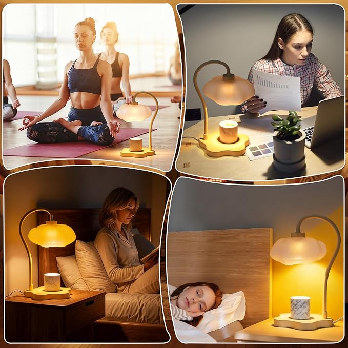 Glooglitte Cloud Candle Warmer Lamp with Timer Dimmer Mother's Day Cute Warming Lamp Adjustable Wax Melt Light Bedside Table Scented Wax Light for Bedroom House Living Room Birthday Gift for Women