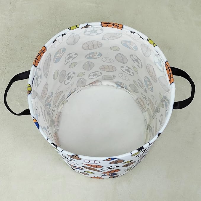 LANGYASHAN Laundry Basket Canvas Fabric Collapsible Organizer Basket for Storage Bin Toy Bins Gift Baskets Bedroom Clothes Children Nursery Hamper (Colorful Balls)