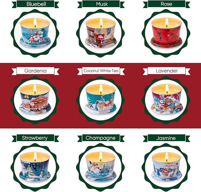18-Pack Christmas Aromatherapy Candle Set - Travel-Size Scented Candles 2.5 oz Each | 10+ Hour Relaxing Long-Lasting Burn | Fragrant Soy Candles for Home, Gifts