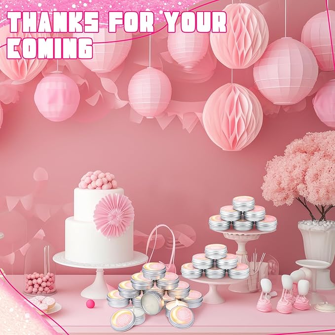 MTLEE 50 Pcs Over The Moon Baby Shower Candles Over The Moon Baby Shower Favors Gift Travel Tin Candle Aromatherapy Favors(Pink)