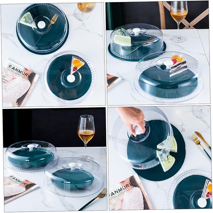 Heat Resistant Round Food Cover with Design Transparent Bowl Lid for Fresh Keeping Microwave Oven Splatter Guard Ergonomic Handle Suitable for Cakes Snacks Fruits and Dishes