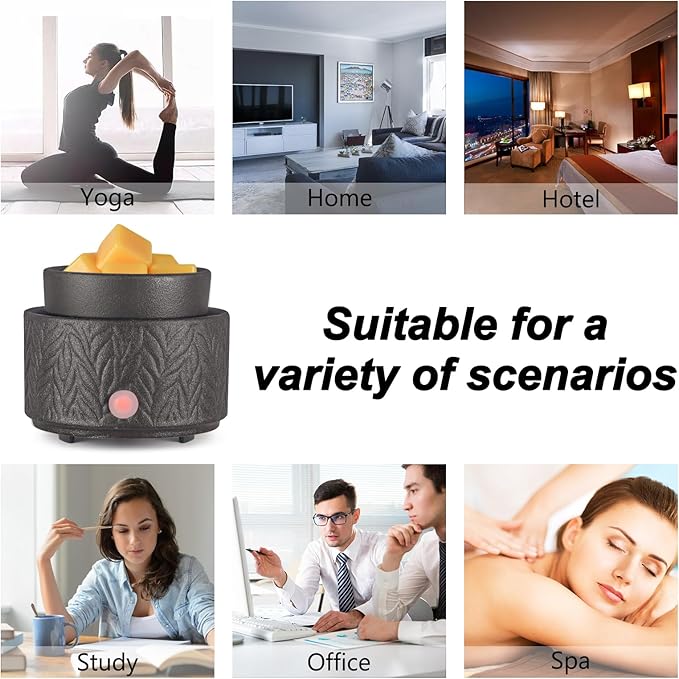 Ceramic Wax Melt Warmer, Fragrance Wax Warmer 4-in-1 Electric Candle Wax Melter and Wax Cubes for Home Office Bedroom Aromatherapy Essential Oil Burner is Birthday Gifts for Women Mom Girl(Black)