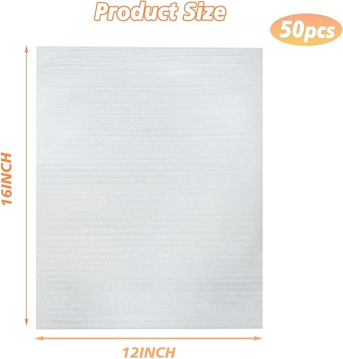 12'' x 16'' Cushion Foam Pouches, 50Pcs Packing Cushioning Supplies for Moving, Foam Wrap Pouches Protect Fragile Items, Cushioning Foam Padding for Packaging Dishes/China/Cups/Plates/Mugs