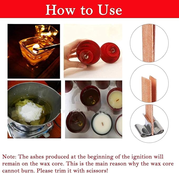 PXBBZDQ Wooden Candle Wicks Long Crackling Wood Wicks for Candles Making 50 Sets
