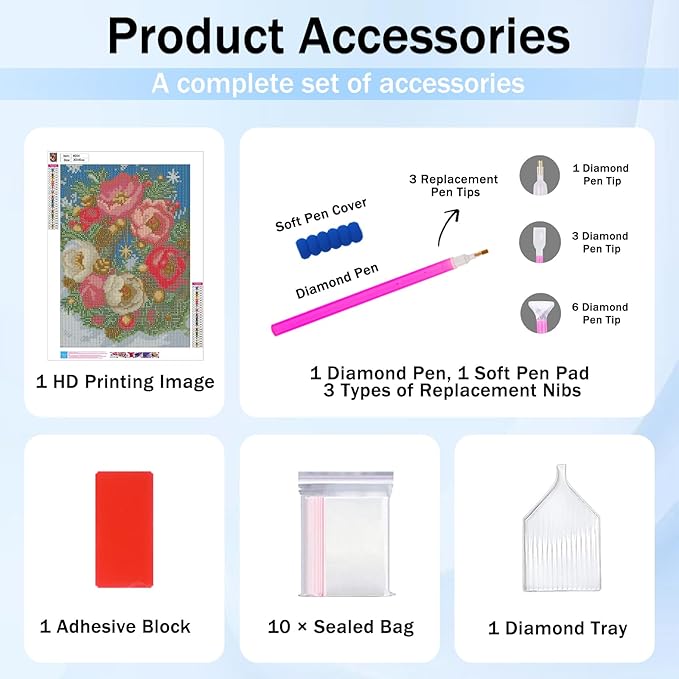 XTCIXAL Christmas Diamond Art Kits for Adults, Wreath Diamond Painting Kit, DIY Beginners Gem Art Suitable for Gifts and Home Wall Decor - 12x16 Inch